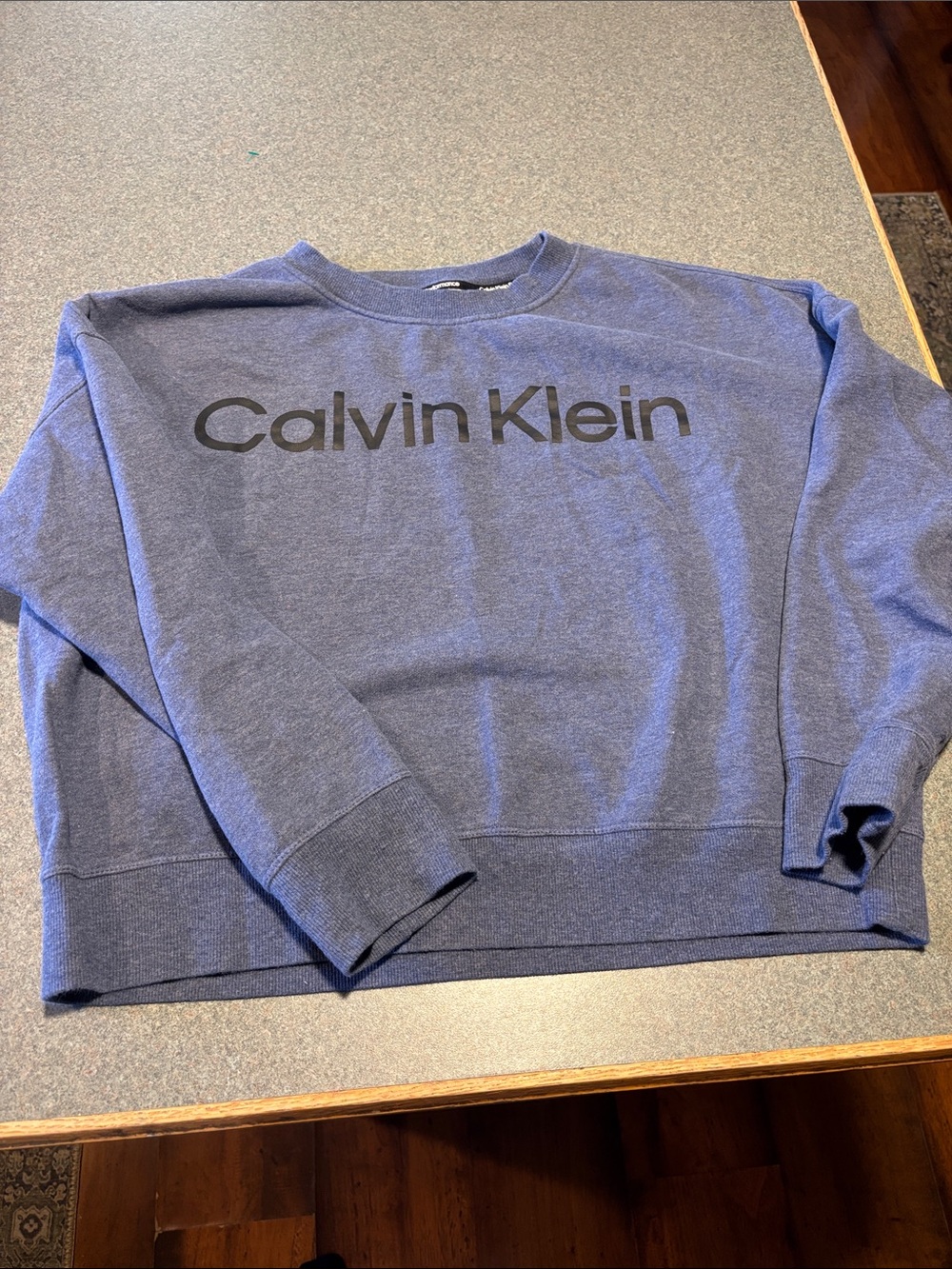 Calvin Klein Women's Navy Blue Logo Crewneck Sweatshirt